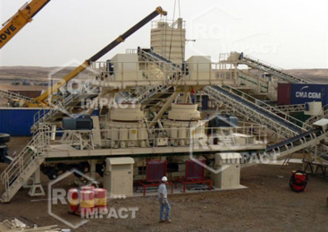 Installation station concassage à la mine d'or en Algérie
